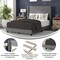 Merrick Lane Percy Modern Platform Bed with Padded Channel Stitched Upholstered Wingback Headboard and Underbed Clearance